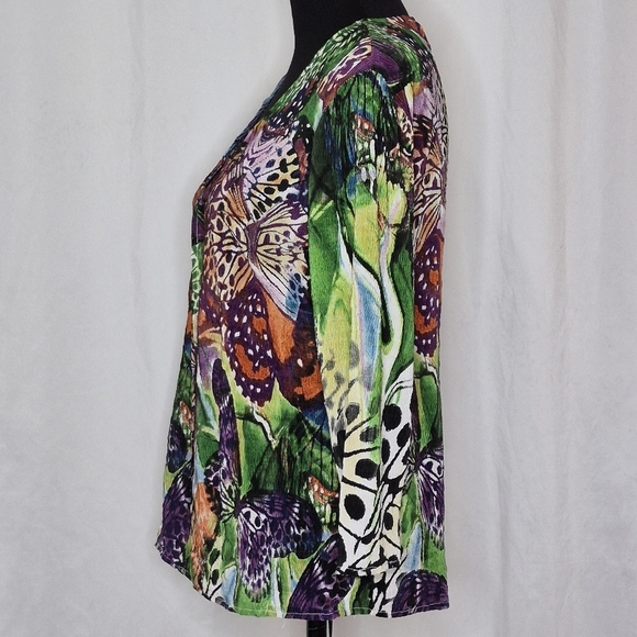 Alberto Makali Vibrant Crinkle Butterfly Open Front Cardigan Topper - Size M - Picture 2 of 10